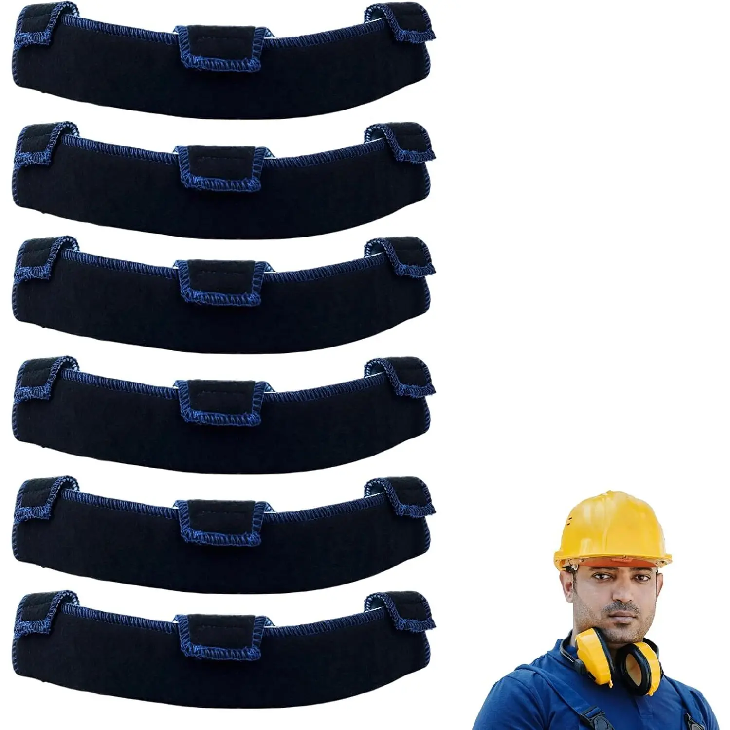 6 PCS Hard Hat Liner, Hard Hat Sweatband, Washable Hardhat Sweatband, Reusable Flame Retardant Cotton Hard Hats Sweat for Chainsaw Helmet, Hard Hats Liner Replacement, Welding Helmet
