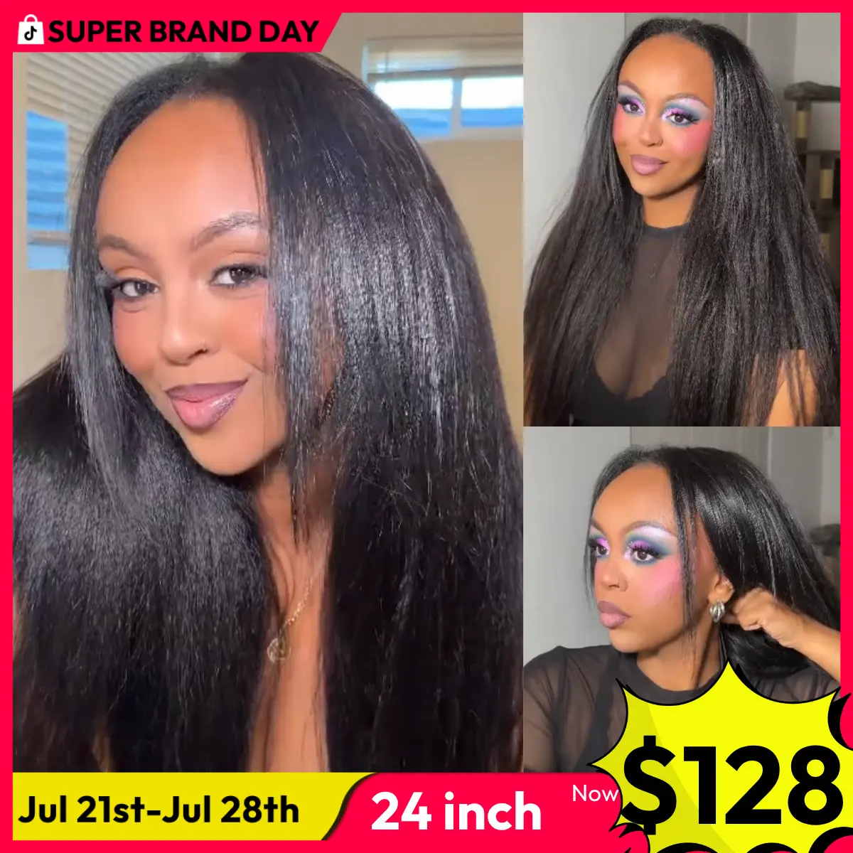 【Blend Natural】UNice Upgrade V Part Glueless Kinky Straight Human Hair Wig with Drawstring No Leave Out Beginner Friendly Easy to Install Summer Wig Super Brand Day