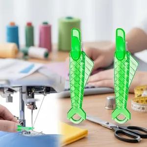Easy Threading Needle Helper Set Anti-Slip Loop DIY Embroidery Sewing Aid Elderly Needle Threader Simple Device Eye Locator Anti-Unthreading Quick Sewing Machine Accessory Hand Stitching Threading Assistant