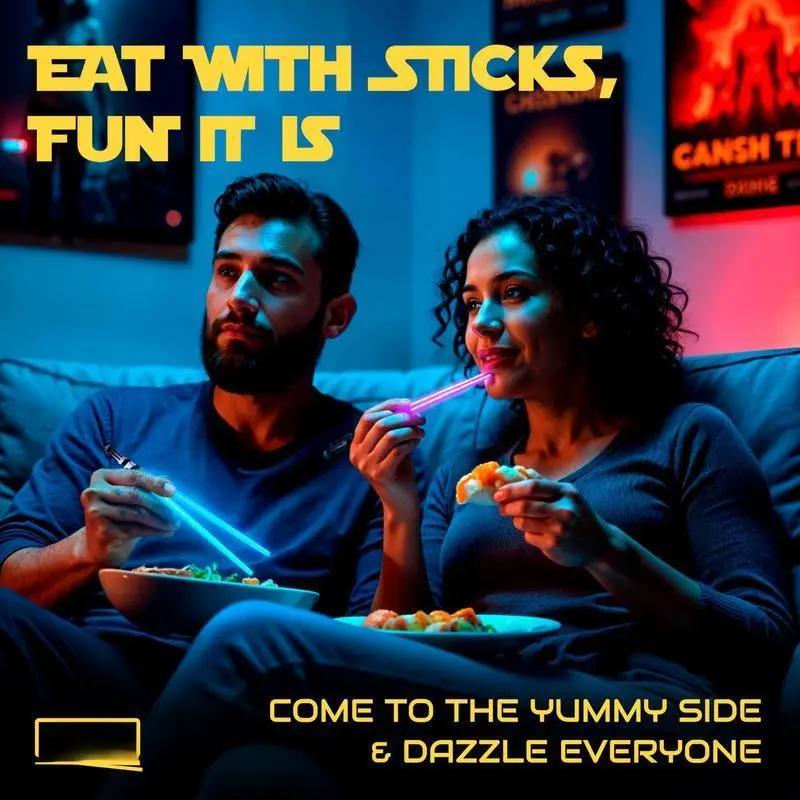 LED Light-Up Chopsticks – 3 Color Modes, BPA-Free FDA-Approved, Replaceable Batteries, Fun & Safe for All Ages, Party & Festival Essential, Illuminate Your Dining Experience