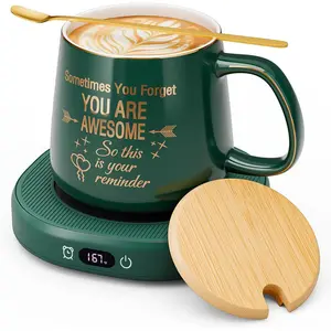 Coffee Mug Warmer & You are Awesome Mug Set, Electric Smart Beverage Warmer with 4 Temperature Settings and 8-Hours Auto Shut Off for Coffee Tea Milk