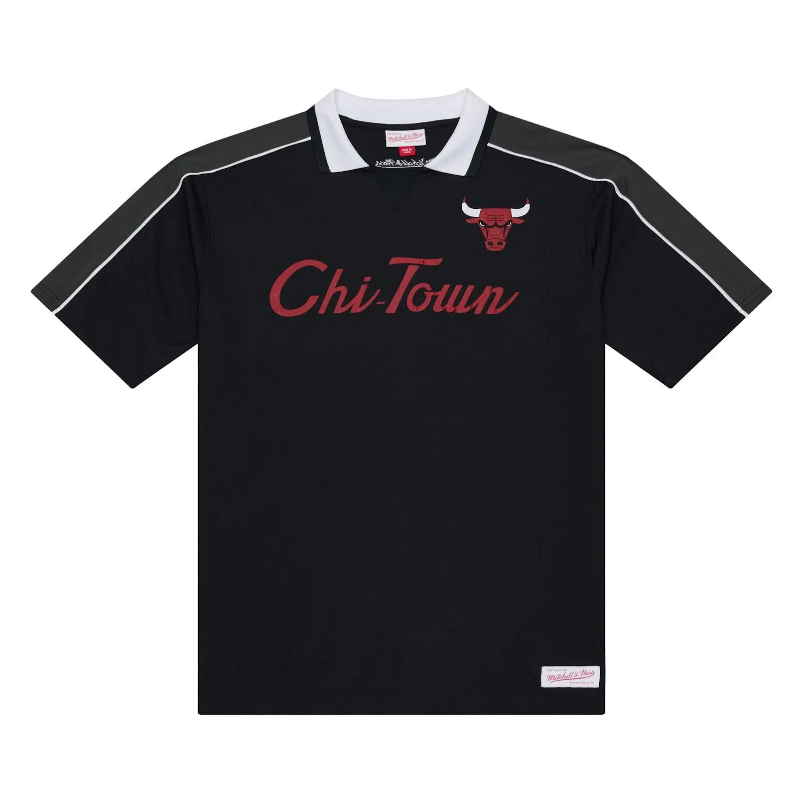 Chicago Bulls Black Polo Jersey NBA Throwback Basketball Hardwood Classics Fan Gear Mitchell & Ness