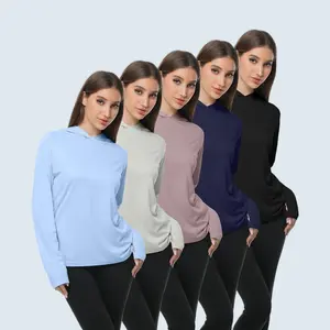 5 Pack Women's Workout Long Sleeve Sweatshirts Sun Protection Hoodies Workout Sets Women Lightweight Breathable Stretch Gym Sets For Women Running Outdoor Workout Energetic Multi-Color Casual Hoodies
