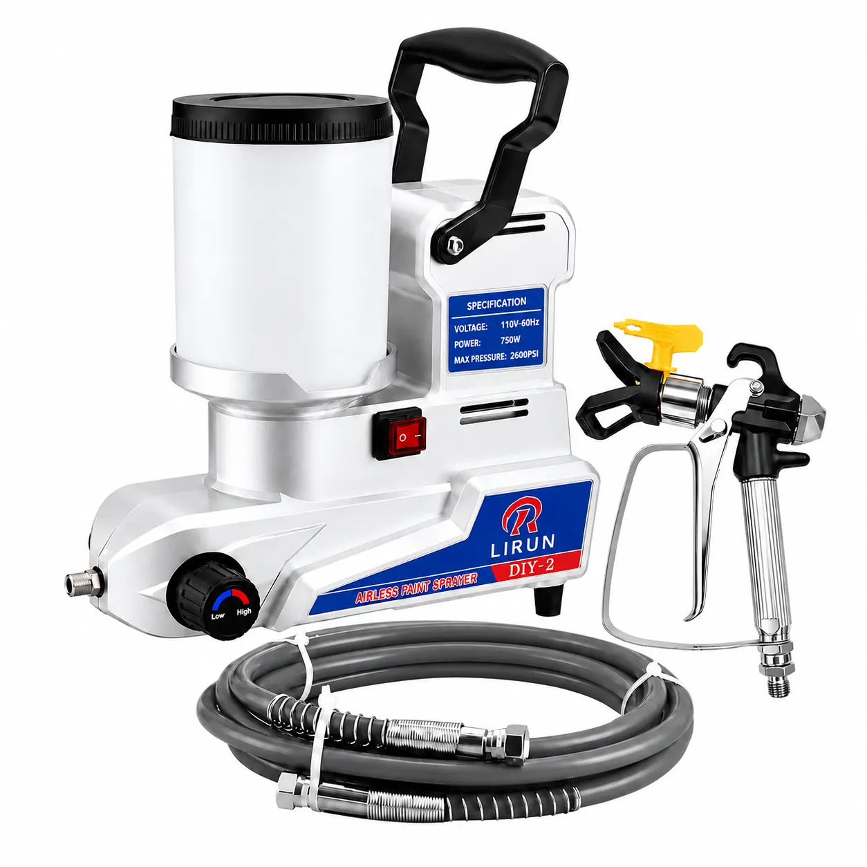 RLIRUN 750W Stand Airless Paint Sprayer Machine with Pump, 2600PSI Handheld Tool with Hose & Complete Kit, Adjustable Speed for Thin/Thick Coats, 2600PSI Even Coat & Atomized Finish for Home Use & Beginners toolupgrade