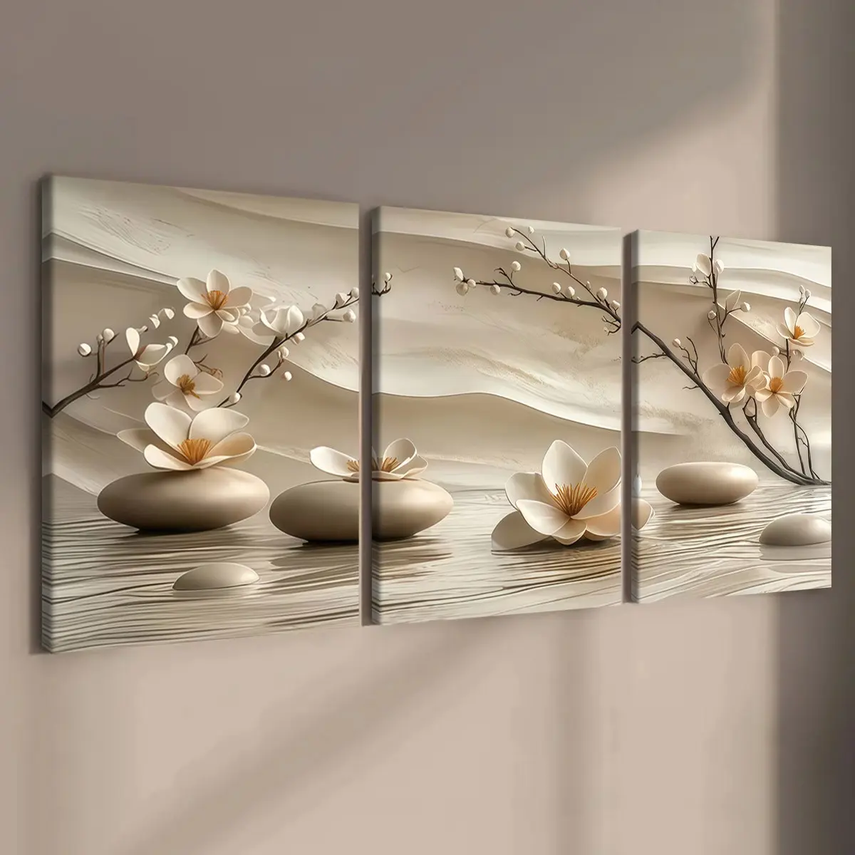 3-Piece Set Wood Framed Canvas, Modern Artistic Wall Decor Pictures, Waterproof, Suitable for Living Room, Bedroom, Office, Corridor, Elegant Home Poster