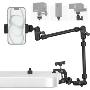 22" Magic Arm w Clamp, Overhead Phone Mount, Flexible Desk Camera Mount & Clamp, Articulating Friction Boom Arm w Thread Adapter, for Light, Webcam, Mic, Action Camera 4766
