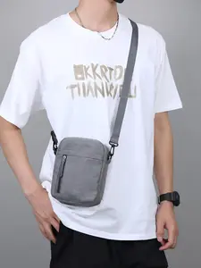 Men's Crossbody Bag New Casual Multi-Layer Large Capacity Vertical Small Square Bag Fashion Solid Color Nylon Shoulder Bag