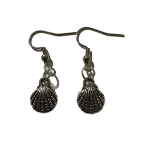 Beautiful Silver Metal Seashell Earrings - Elegant Design with Seashell Charms for Stylish Appeal