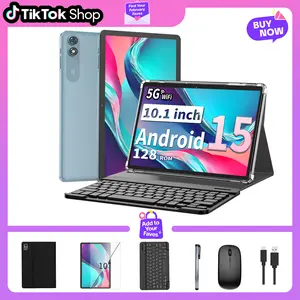 【TIKTOK GiftedInLove】PYNAREL 2026 10.1 inch Android 15 Tablet with 128GB ROM, 2.4G/5G WiFi, 2 in 1 Tablet with keyboard, Case, Mouse, Stylus, Protective Cover,for Valentine’s Day Gift