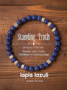 Natural Stone Lapis Lazuli Bracelet, Standing Truth Alloy Pad, 6mm Beads, Release Past, Enhance Confidence, Casual Wear, Daily Use