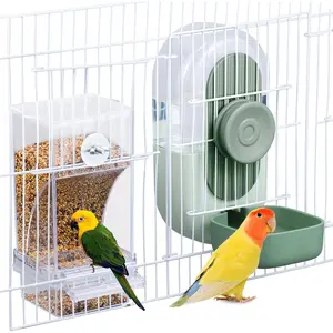 No Mess Bird Feeder & Water Dispenser Set - Automatic Feeding & Hydration, Parakeet Cage Accessories for Parrots, Cockatiels, Finches, Lovebirds & Budgies