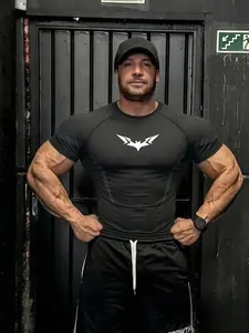 Men's Fitness Top, Quick-Dry Breathable Tight Fit, Muscle Definition, Short Sleeve T-Shirt, Gym Training, Outdoor Running, Comfortable