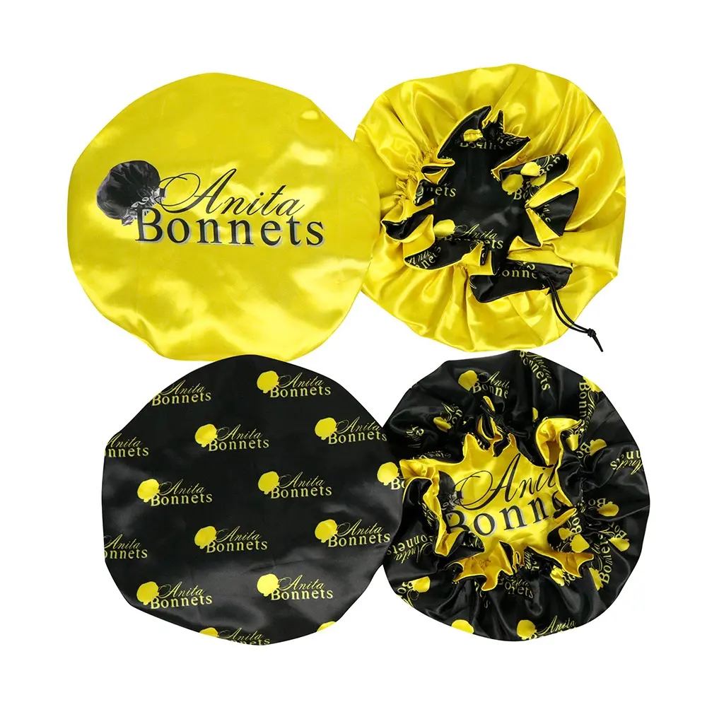 black & yellow reversible bonnet