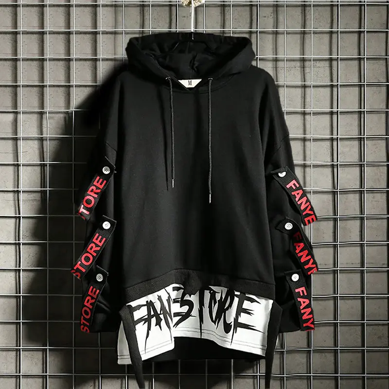 Hoodies For Men With Designs Casual Hooded Sweatshirt Hip-Hop Drawstring Pullover Techwear Steetwear Letter Print Top Patchwork Long Sleeve Blouse Tracksuits Sweatshirt