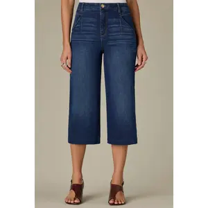 Skyrise Relaxed Capri Jeans with V-Pockets