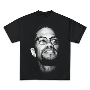 Malcolm X Jumbo Graphic T-Shirt, Crewneck Cotton Made In USA