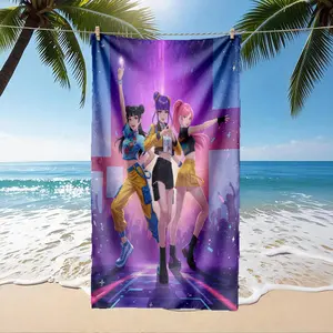 Cyberpunk Girl Trio Print Beach Towel, Skin-Friendly, Absorbent, Highly Absorbent, High Absorption, Quick-Dry, Perfect for Beach, Pool, Summer