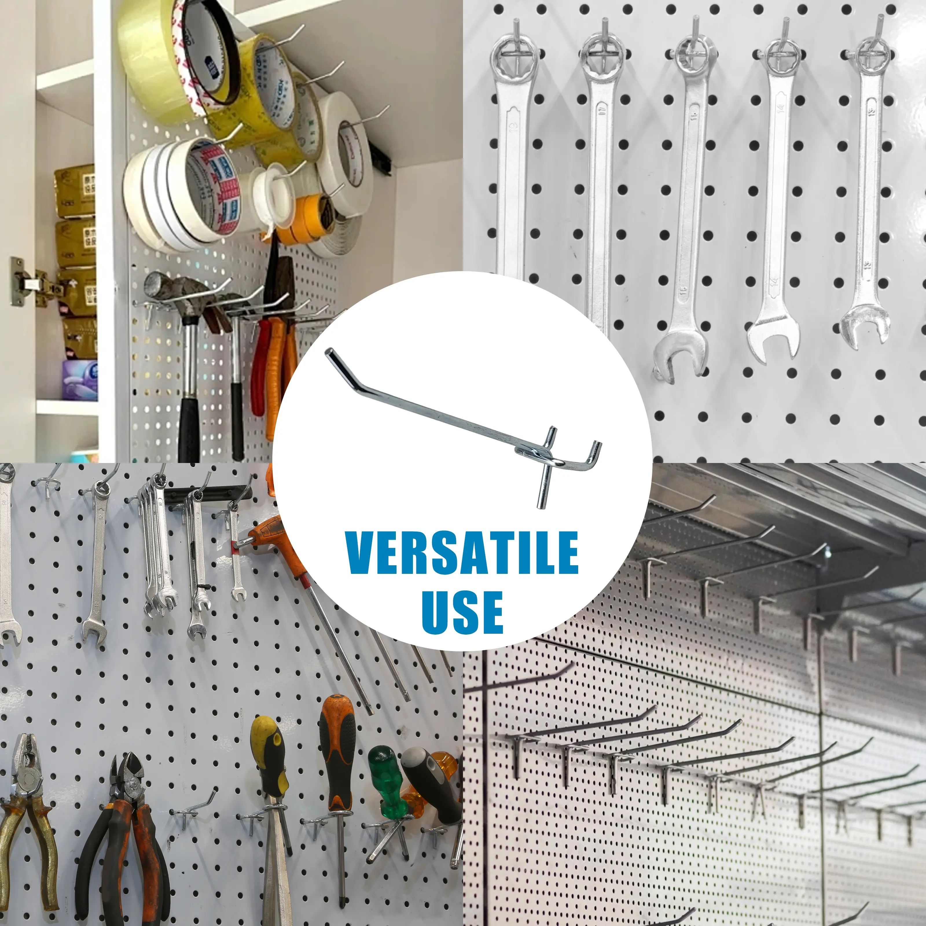 60-Piece Pegboard Hook Set, Pegboard Hooks, Compatible with 1-Inch Hole Spacing Pegboards, Metal Hooks, Wall Organizer, Workshop and Garage Storage