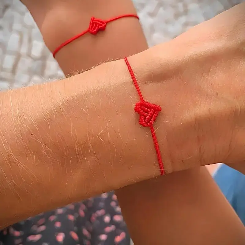 2 pcs Adjustable Heart-Shaped Woven Bracelet, Braided Bracelets, Friendship Bracelet Trendy Jewelry for Men and Women, Ideal for Birthdays, Weddings and Anniversaries