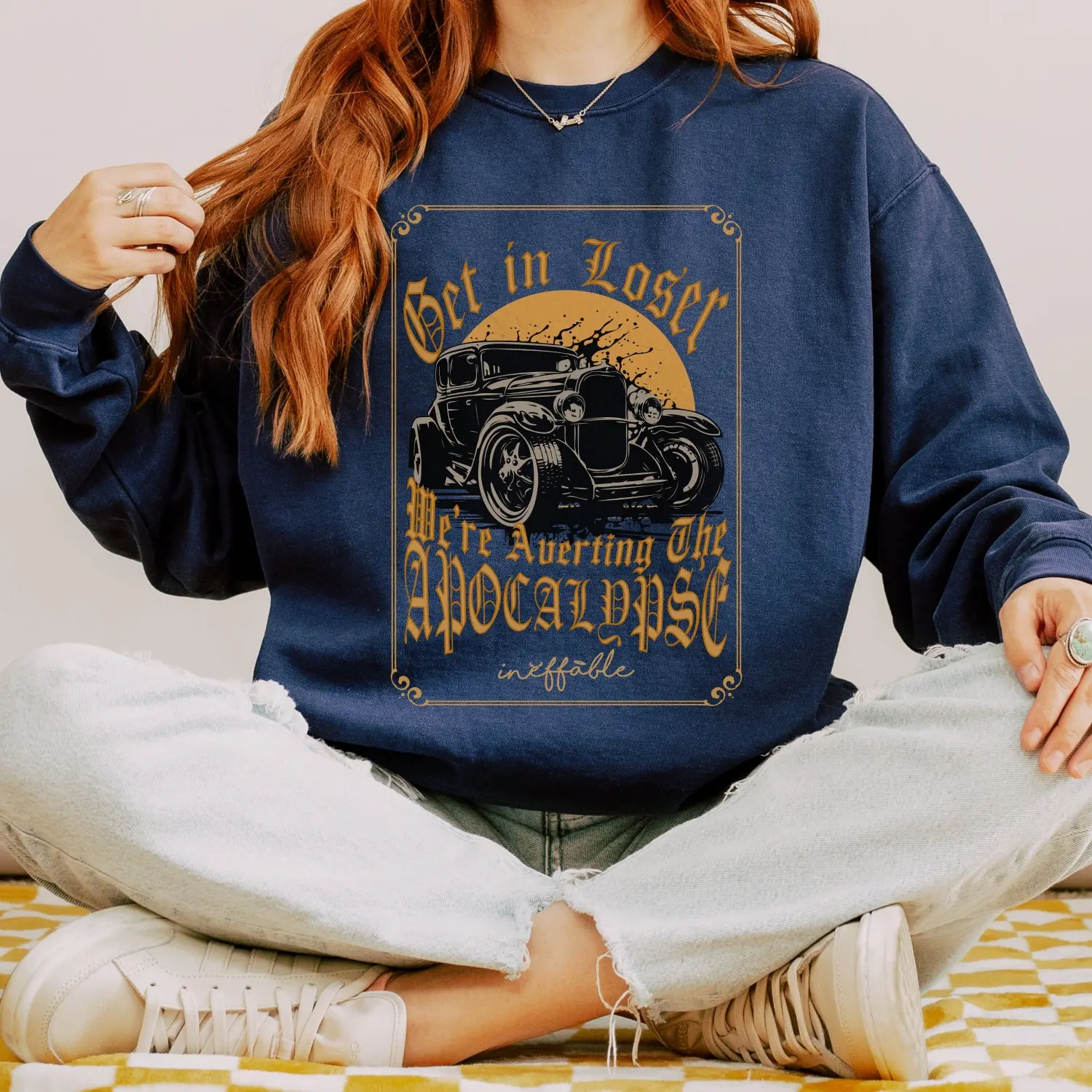 Good Omens Sweater Crowley's Car Get In loser Sweatshirt, Jumper Aziraphale Crowley Ineffable Husbands Fandom Gifts, Good Omens 2 Top 46