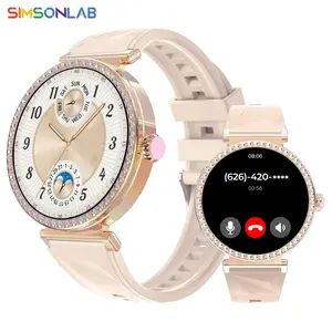 SIMSONLAB Women's Smartwatch with Elegant Design & Diamond Accents, Multiple Sports Modes, Wireless Charging, Remote Photography, Period Reminder