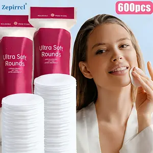 600pcs disposable high-quality round makeup pad cleansing puff, three-layer thickened, soft and skin-friendly, suitable for all skin types, facial cleansing, makeup, nail polish remover tool, perfect Christmas and New Year gift, 6*6cm, 100 pieces/pack