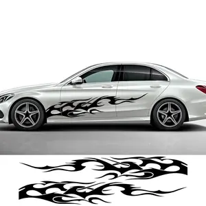 2pcs/1pair Flame Graphics Car Stickers Waterproof Self-adhesive Vinyl Decals, Suitable for Auto Side Body, Door, Refit Car Styling Decor, Car Vehicle Decoration