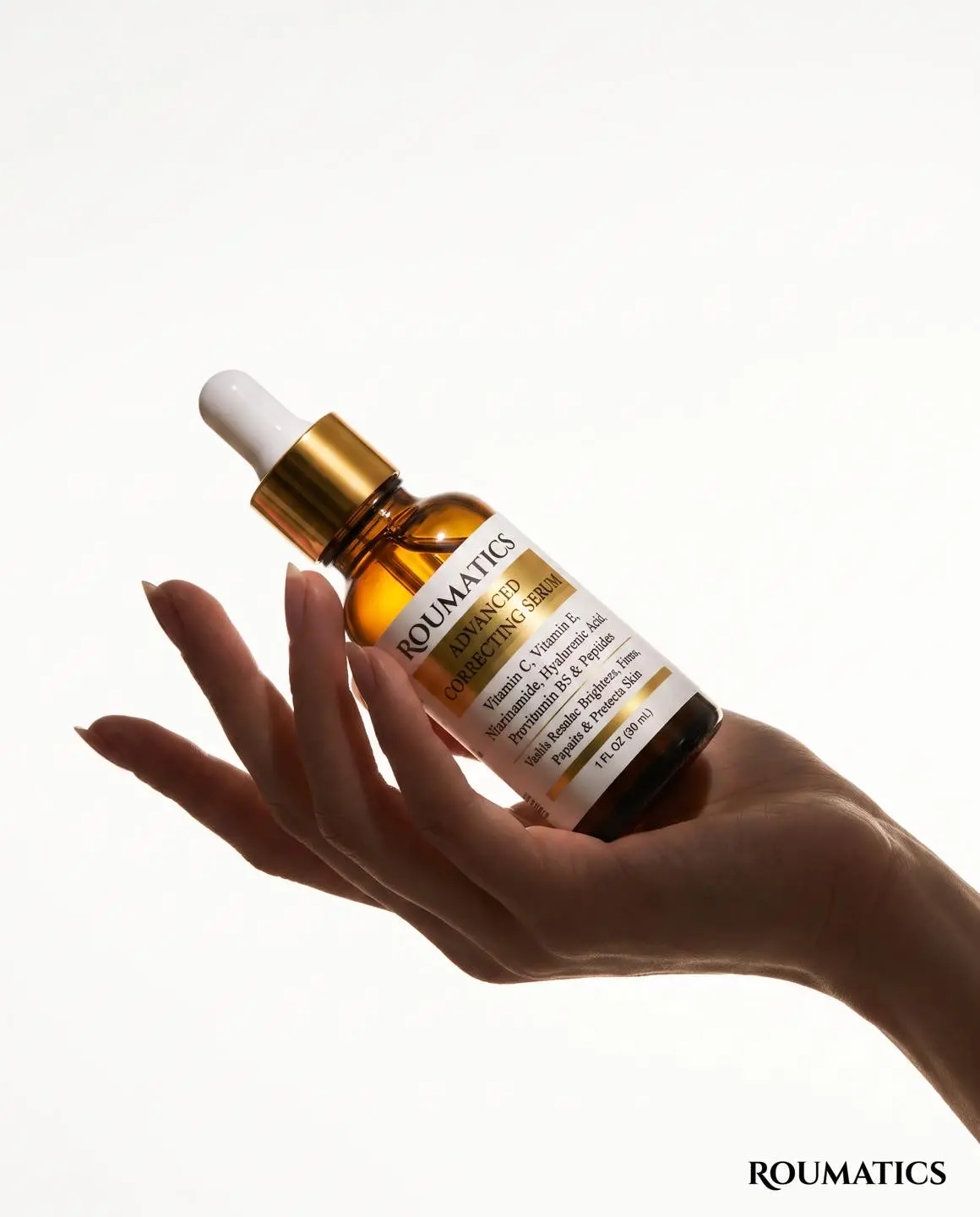 ROUMATICS Advanced Correcting Serum with Peptides, Vitamin C, E, Niacinamide, Hyaluronic Acid & Provitamin B5 | RS-01 Peptide Technology for Fine Lines, Wrinkles, Dark Spots, Firmness & Discoloration