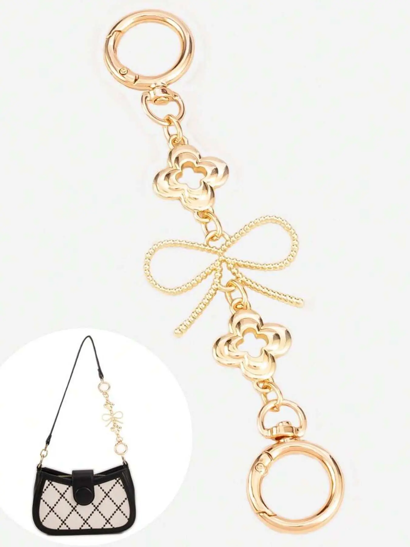 Bag chain extension buckle, bow four-leaf flower metal chain pendant bag pendant, shoulder bag decoration belt bag chain fashion bag accessories bag chain metal buckle, Fashionable chain strap, Chain Strap, Purse Accessories, Bag Chains For Handbags