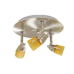 Jesco Lighting 3-Light Satin Chrome Adjustable Ceiling Mount with Amber Glass, Home Decor Ceiling Spotlight for Dining Room