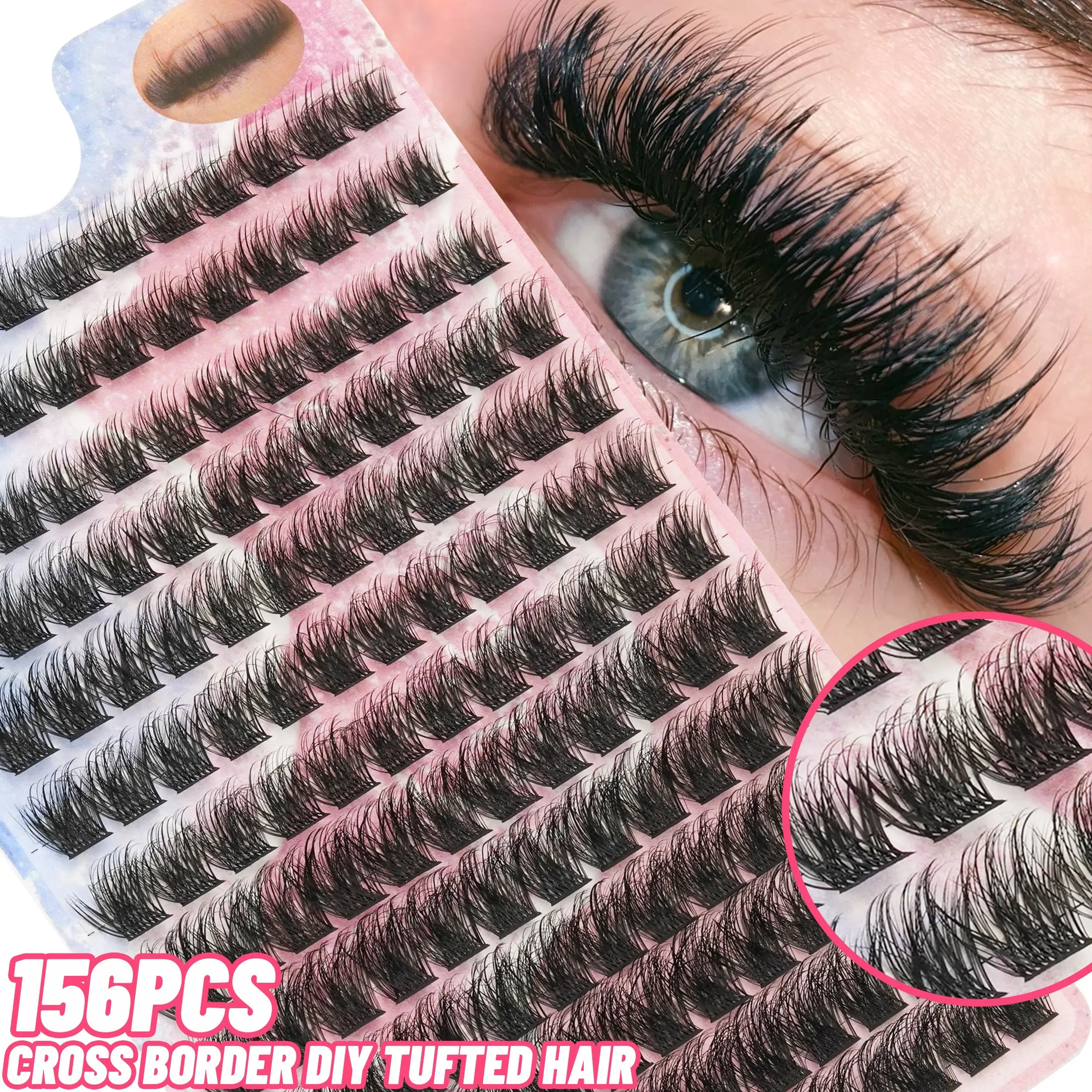 156 Cluster D-Curl Individual Cluster False Lashes, Volume Cluster Lashes, Eyelash Extension, Cosmetic Lash Extensions, Reusable & Easy-To-Apply, Glam Party Looks, Beginner-Friendly Lash Set, Diy False Eyelashes, Diy Lash Clusters