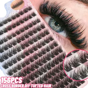 156 Cluster D-Curl Individual Cluster False Lashes, Volume Cluster Lashes, Eyelash Extension, Reusable & Easy-To-Apply, Ideal For Daily & Glam Party Looks, Beginner-Friendly Lash Set, Christmas Gift, Travel Essential Easy To Carry