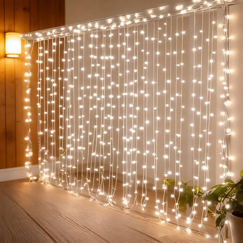 2-Piece 300 Cold White Star Curtain LED Light Decoration, USB-Portable, Easy to Carry for Tent Hanging to Illuminate Small Spaces