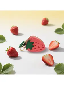 Cute Fruit Shape Keychain Coin Purse, Mini Portable Storage Bag with Key Ring, Zipper Coin Pouch for Headphones & Jewelry, Travel Organizer