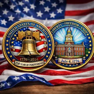 USA Independence 250th Anniversary Coin, American Eagle Collectible Challenge Coin, Patriotic Souvenir Gift for Veterans and Coin Enthusiasts
