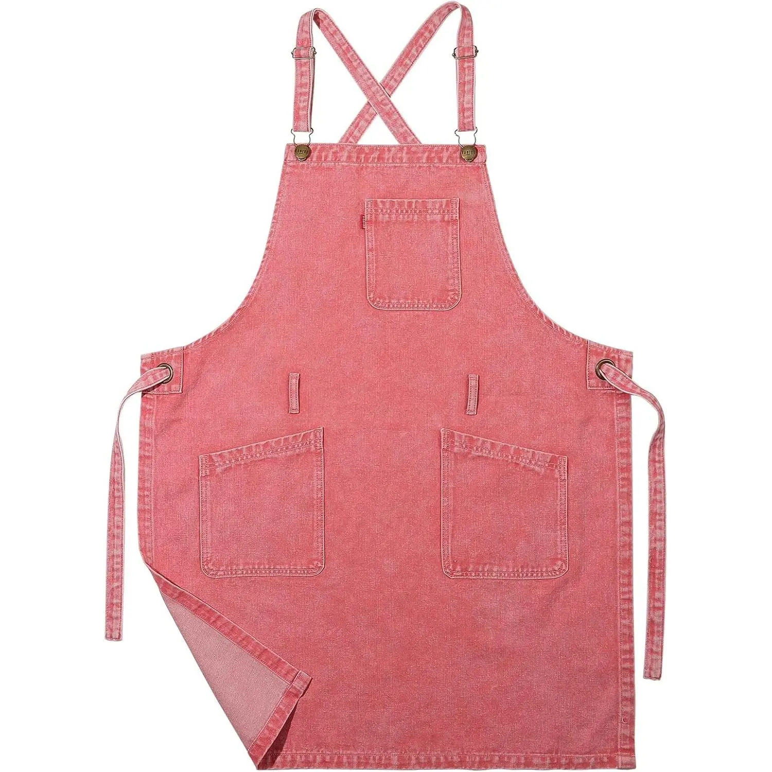 Denim Chef Apron for Women with Pockets, Jean Waitress Server Kitchen Apron for Men Cooking Gardening Painting