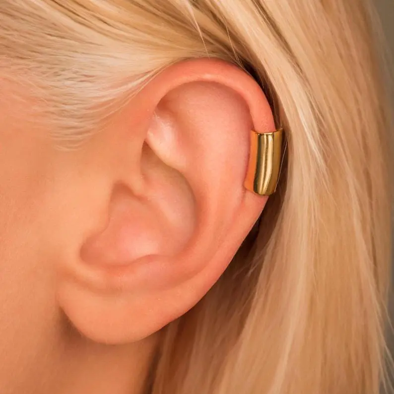 modmints Thick No-Piercing Ear Cuff for Women - Bold Statement Clip On Earrings, Solid Brass Hypoallergenic Jewelry