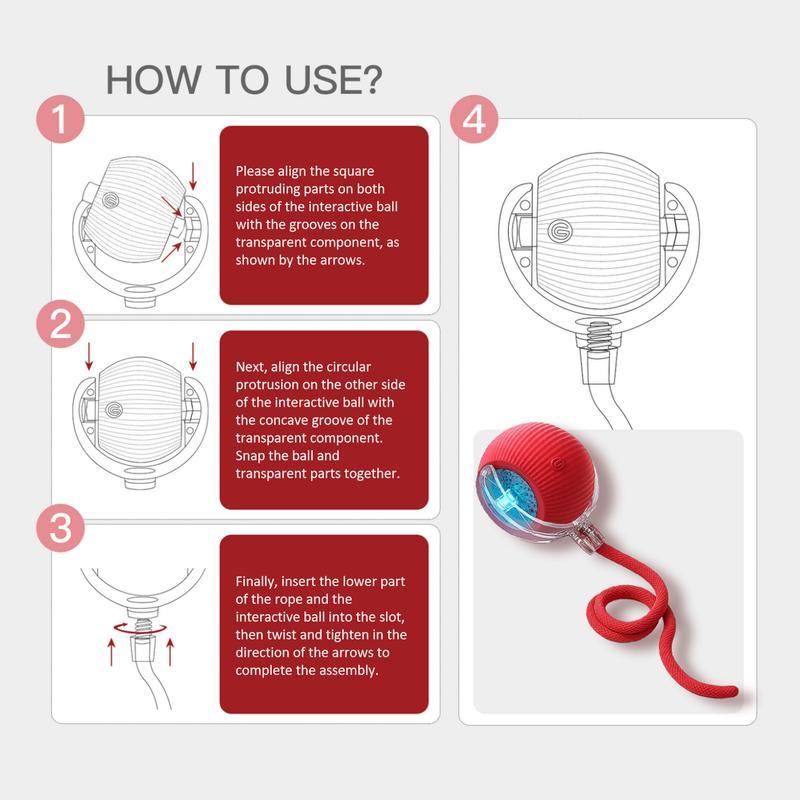 Interactive Electric Cat Toy Ball USB Rechargeable Automatic Rolling Ball Toy with Rope Indoor Cat Exercise Cat and Dog Toy Fun Gift Interactive Electric Cat Toy Ball USB Rechargeable Automatic Rolling Ball Toy with Rope Indoor Cat Exercise Cat and Dog Toy Fun Gift