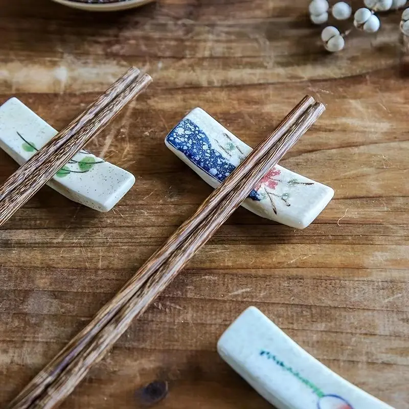 5pcs Floral Design Ceramic Chopstick Holder Set - Lightweight, Compact, Modern Space-Saving Tableware Rest with Fork Compatibility, Decorative Piece for Household Home Dining Table, Kitchen Cutlery Organization