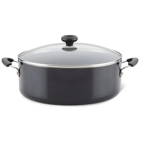 8-Quart Enhanced Nonstick Stockpot with Lid - Nonstick Kitchen Cookware, Gumbo-Size Pot, 8qt for Soups, Easy-Clean Design Reduces Scrubbing