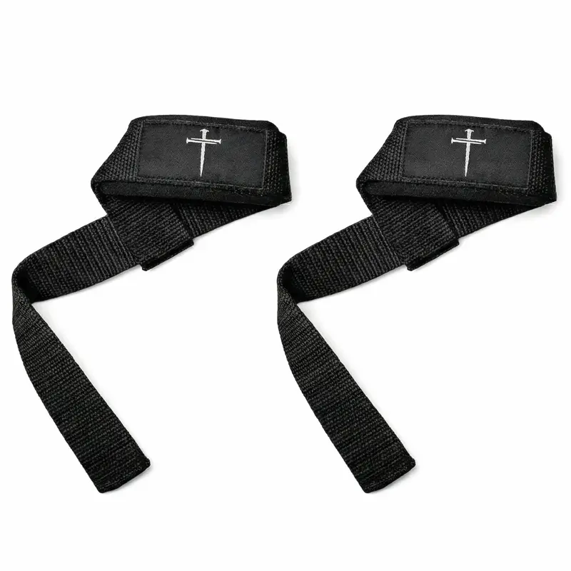 Christian Weight Lifting Straps - Black Cross Design for Enhanced Grip and Support
