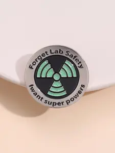 Humorous Science Lab Badge, Nuclear Radiation Symbol, Forget Safety Superpower Slogan, Fun Clothing Accessory for Engineering Students, Fashion Accessory