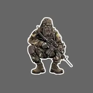 Elite Cryptid Commando Bigf Sticker, Funny Cryptid Hunter Vinyl Decal, Tactical Sasquatch Sticker for Car & Laptop, Military Inspired Cryptid Believer Gift