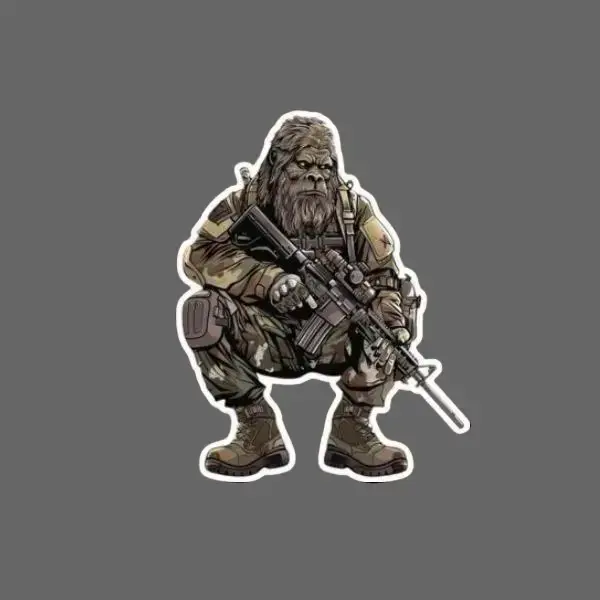 Elite Cryptid Commando Bigf Sticker, Funny Cryptid Hunter Vinyl Decal, Tactical Sasquatch Sticker for Car & Laptop, Military Inspired Cryptid Believer Gift