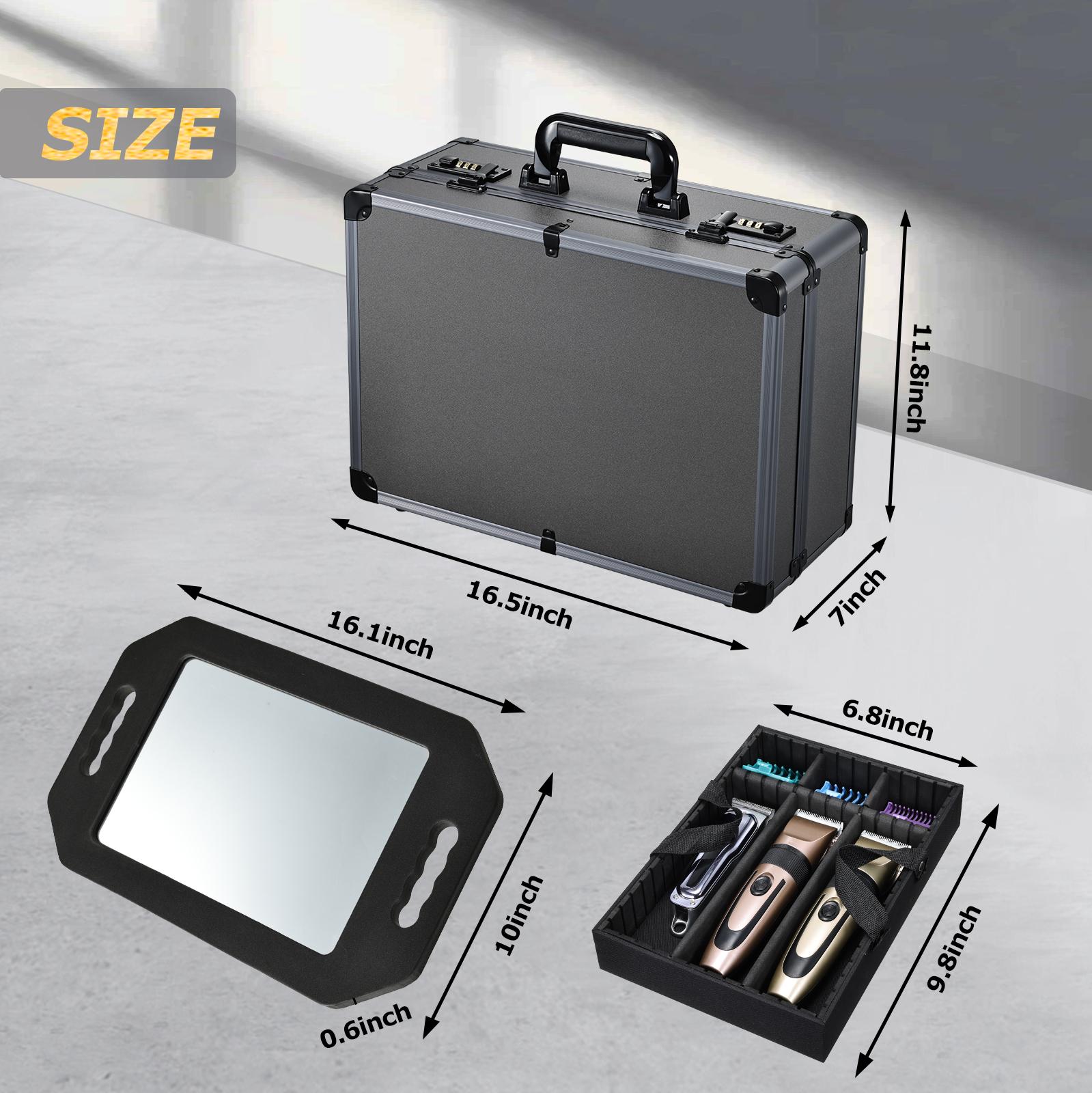 Professional Barber Case Large Hairdresser Carrying Suitcase with Combo Locks Barbers Briefcase Tool Case for Clippers and Supplies Hair Scissors Trimmer Salon Travel Organizer Professional Barber Case Large Hairdresser Carrying Suitcase with Combo Locks Barbers Briefcase Tool Case for Clippers and Supplies Hair Scissors Trimmer Salon Travel Organizer