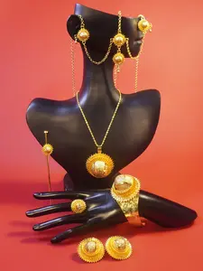 6-Piece 24k Gold Plated Elegant Jewelry Set, Earrings, Pendant, Ring, Bracelet, Boho Style, All Seasons, Perfect Gift for Holidays and Valentine's Day