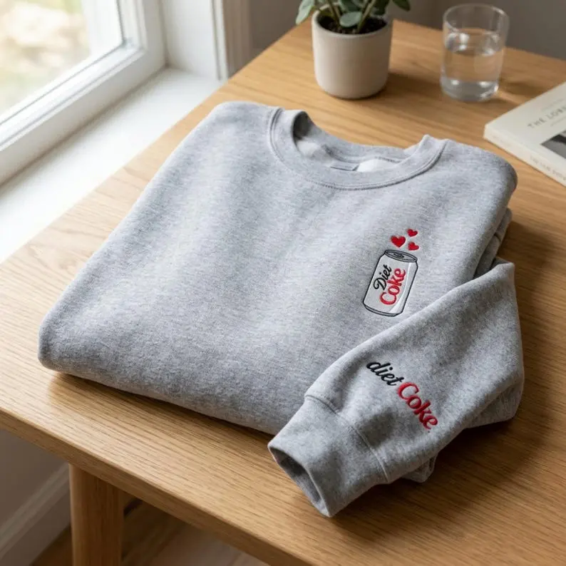 Embroidered Diet Coke Sweatshirt: Personalized Initial Option