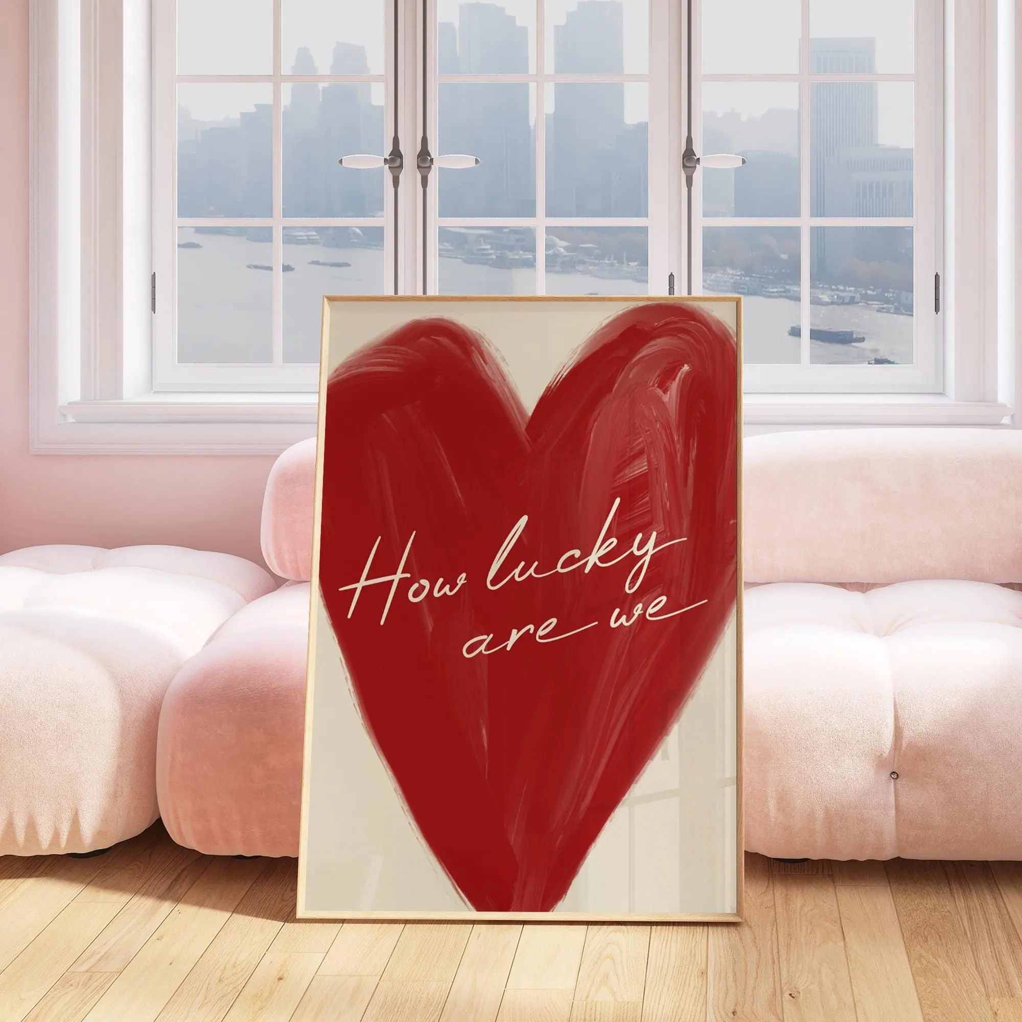 Red Heart Wall Art, Modern Minimalist Home Decor, Unframed Print Only