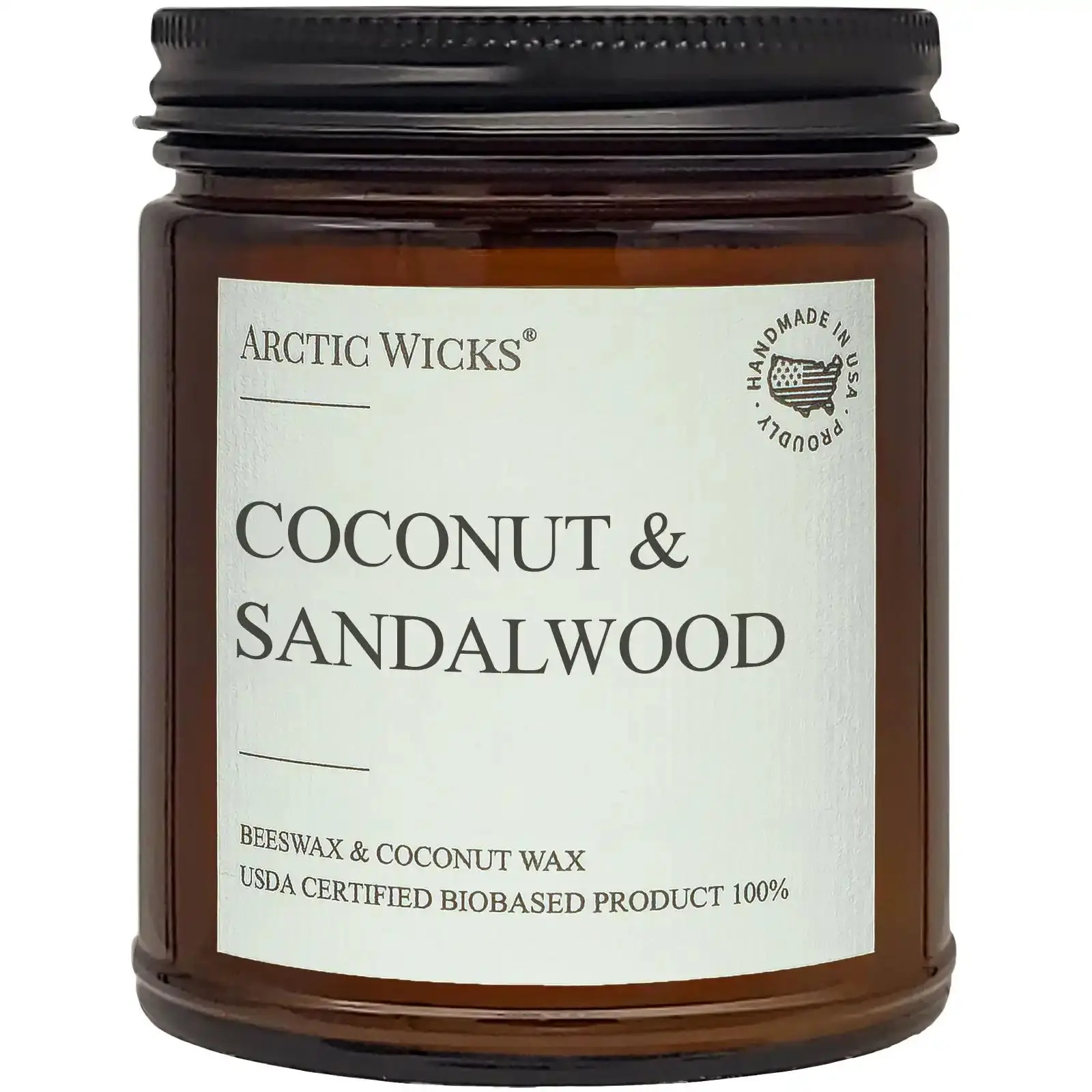 Coconut & Sandalwood Non-Toxic 9oz Coconut and Beeswax Candle