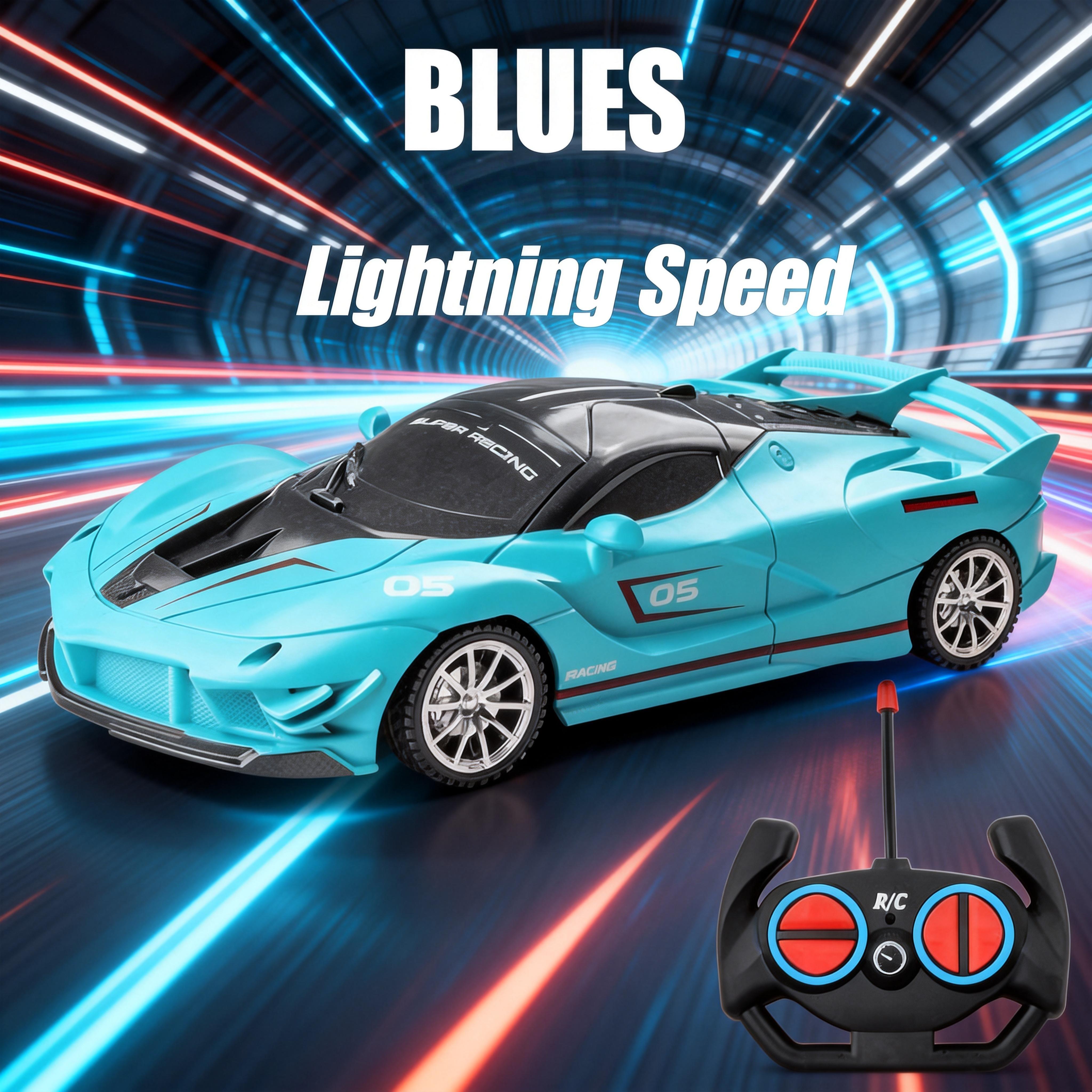 Cool Blue Remote Control Race Car - User-Friendly RC Toy for Boys & Girls, Ideal Birthday/Christmas Present，Easy to Control Fast Racing Toy